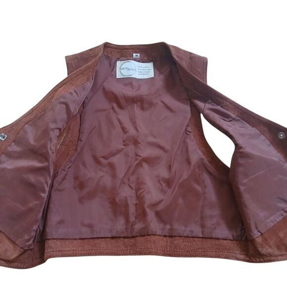 Vintage Suede Leather Vest Valerie Richards V-neck Button Two Pockets Western M - Picture 5 of 13
